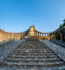 Obraz premium Aerial photography under the blue sky, Pingqiao Shiba Scenic Area, Liyang City, Changzhou City, Jiangsu Province, China