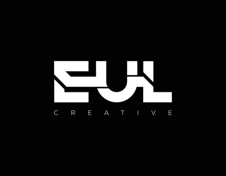 EUL creative initials letter logo concept and icon. EUL letter design with black background.