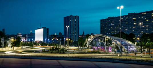 Fototapeta na wymiar Night Traffic in Katowice (Poland)