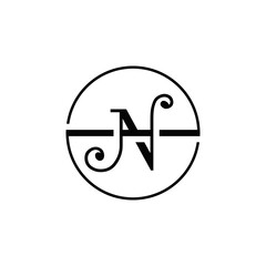 Initial N letter circle logo design With White Background.