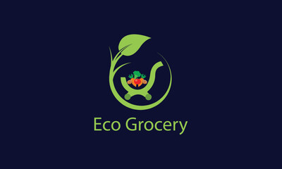 new grocery store, logo design idea template, new grocery logo, store logo, basket logo, shopping logo, green eco grocery logo,