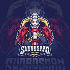 Fototapeta na wymiar Swordsman Mascot Esport Logo Design Illustration For Gaming Club