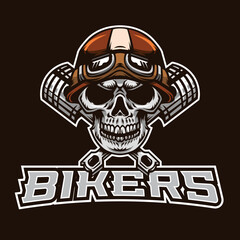 Skull Bikers Mascot Logo Illustration