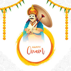 Naklejka premium Happy onam festival of south india kerala holiday card background
