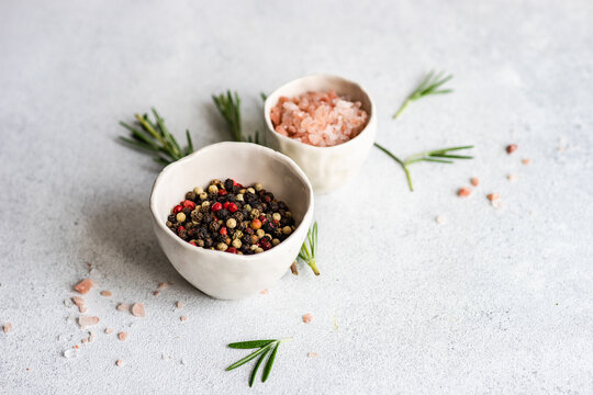 Cooking concept with spices on concrete background