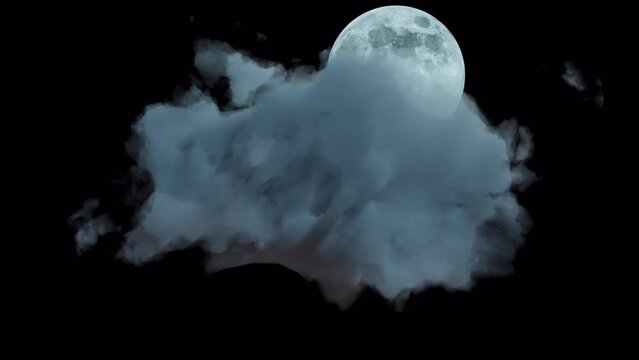 Weather Effect. Moon and a Cloud. Seamless loop.