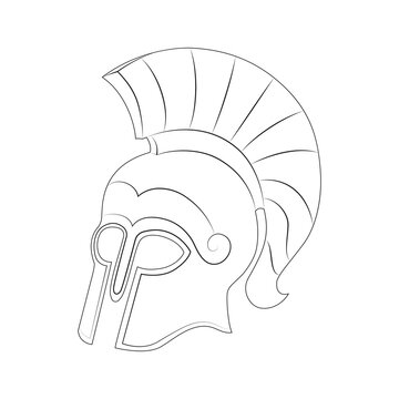 Abstract greek helmet in line style. Vector illustration.