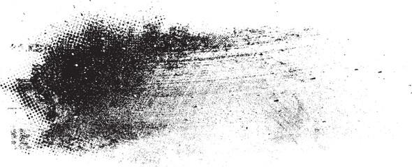 Sprayed black line .Graffiti art design . Noise dispersion logo . Spray effect .Grunge, grainy, gritty texture . Distressed element .vector  - obrazy, fototapety, plakaty