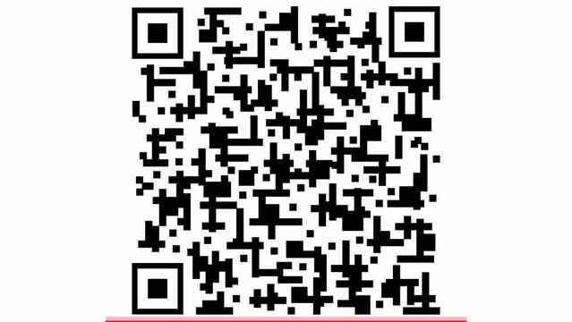 QR code for payment. Scan qr code icon with laser. Isolated on white background. Animation. 4K video.