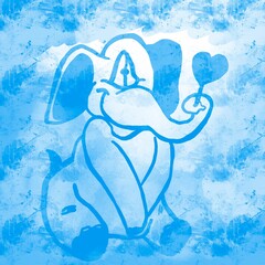 illustration of a little blue elephant 