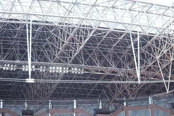construction of supporting frame for the roof of the jakarta international stadium
