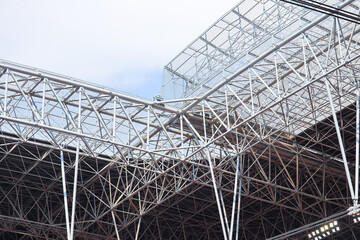 construction of supporting frame for the roof of the jakarta international stadium