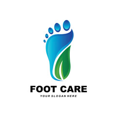 Fototapeta na wymiar Foot Care Logo Design Health Illustration Woman Pedicure Salon Vector