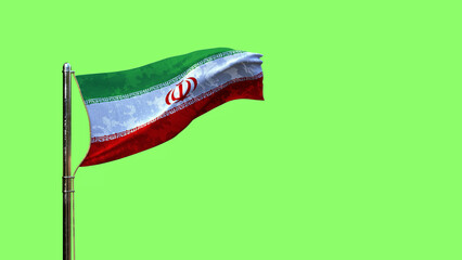 waving flag of Iran for independence day on chroma key screen, isolated - object 3D rendering