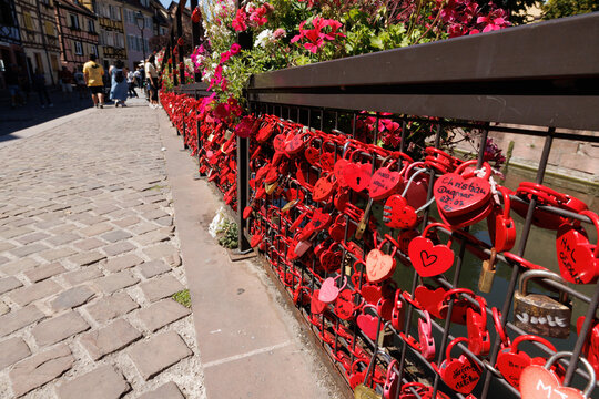 locks in the charming oldtown of Colmar in Alsace