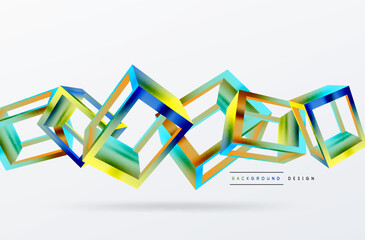 3D cube shapes vector geometric background. Trendy techno business template for wallpaper, banner, background or landing