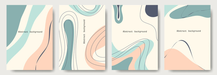 Abstract background with shapes and line art. Copy space for text. Vector illustration