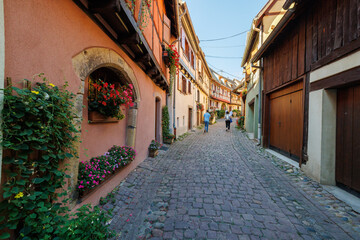 street in the charming oldtown of Eguisheim in Alsace