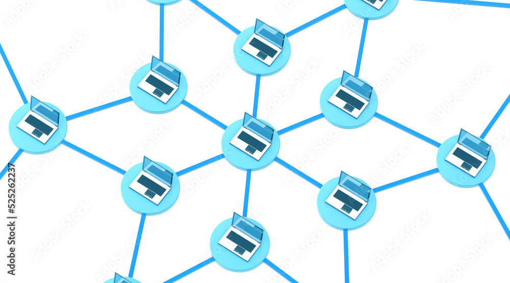 Poster computer networked. internet technology. 3d illustration..