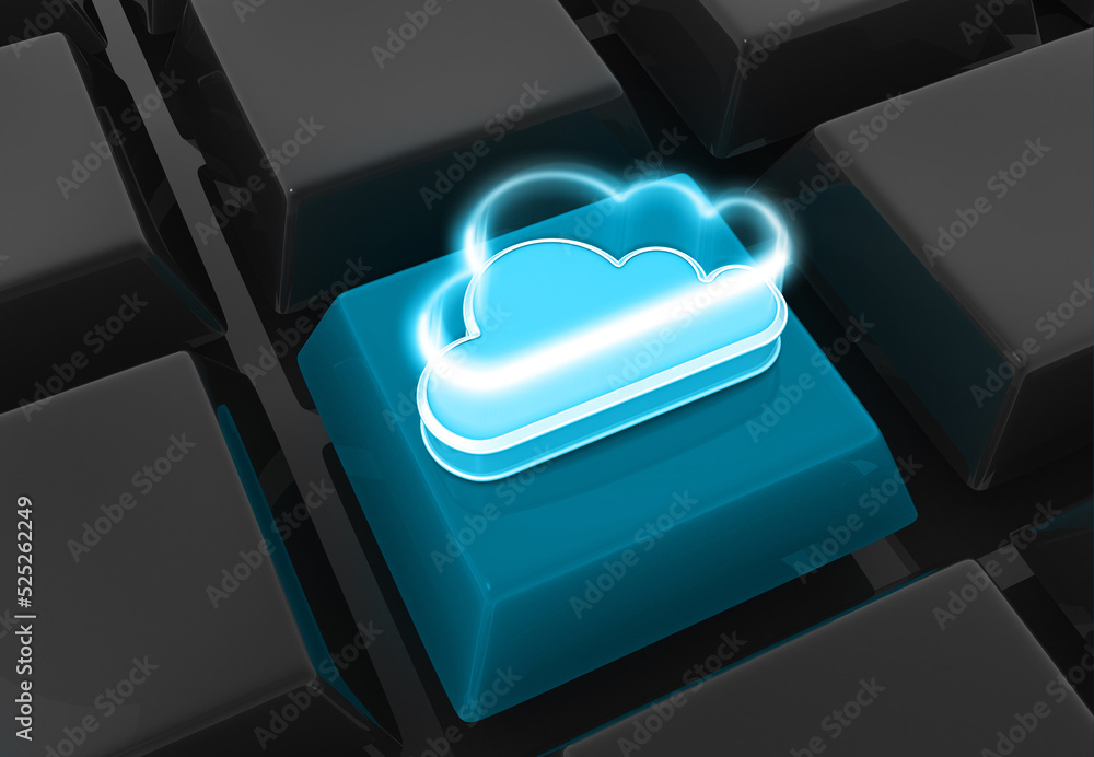 Poster cloud computing, cloud computing internet technology concept background. 3d illustration.