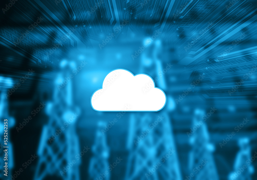 Poster cloud computing, cloud computing internet technology concept background. 3d illustration.