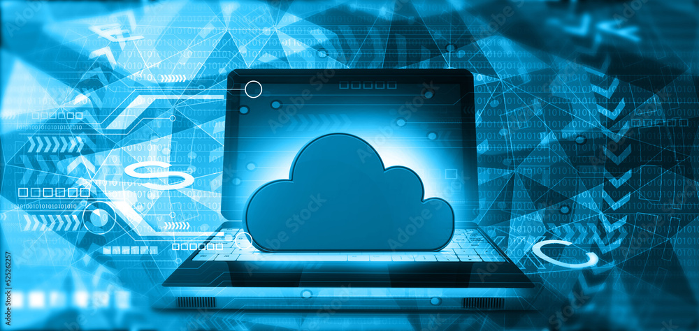 Poster cloud computing, cloud computing internet technology concept background. 3d illustration.