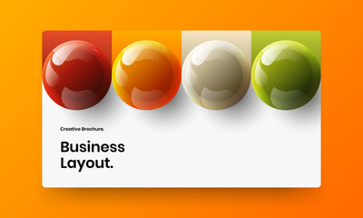Minimalistic poster design vector illustration. Trendy 3D balls web banner template.