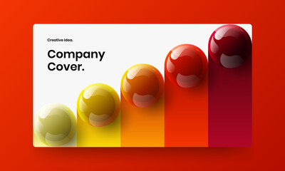 Obraz na płótnie Canvas Multicolored 3D balls journal cover layout. Unique web banner design vector illustration.