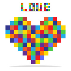 pixel heart made from cubes
