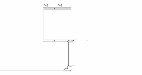 Self drawing line animation blank advertising billboard continuous one single line drawn concept video