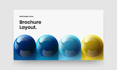 Unique realistic balls poster concept. Simple horizontal cover design vector template.