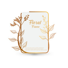 Botanical Frame Template. Hand drawn line border, branch with leaves