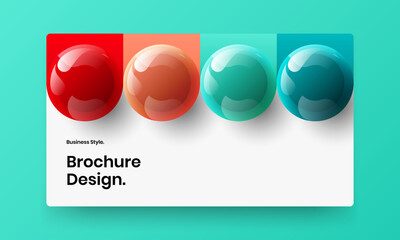 Clean realistic balls site illustration. Geometric handbill design vector template.