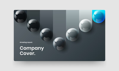 Minimalistic 3D spheres corporate identity layout. Original site screen vector design illustration.