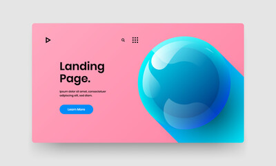 Unique website screen design vector layout. Modern realistic balls flyer concept.