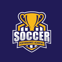 Football trophy and soccer logo design