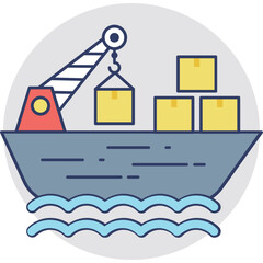 Cargo Ship Flat Colored Icon 