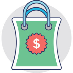 Shopping Bag Flat Colored Icon