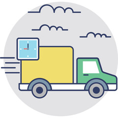 Pickup Truck Flat Colored Icon