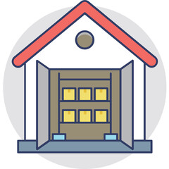 Warehouse Flat Colored Icon