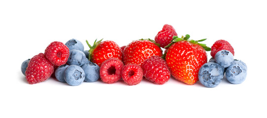 Obraz na płótnie Canvas Fruits. Sweet berries on white background. Fresh fruit closeup