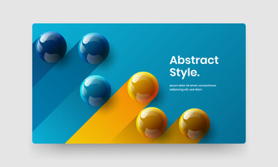 Premium postcard vector design illustration. Bright realistic spheres corporate identity template.