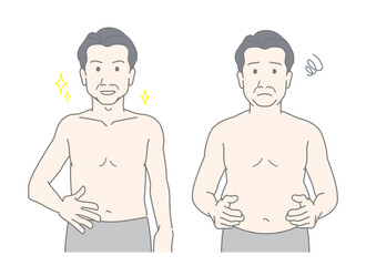 中年男性・おじさん　体型　メタボ　健康　ビフォーアフター