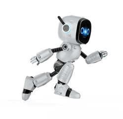 Small robot assistant running or jumping