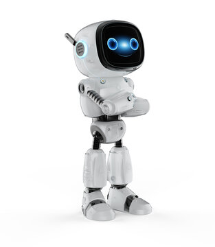 Small robot assistant crossed arms