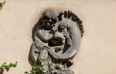 Architecture detail at Piwna Street in Old Town in Gdansk. Poland