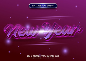 Happy new year text style effect. editable font template