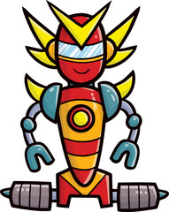 Cool red orange yellow robot cartoon vector