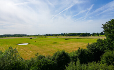Fototapeta premium Ahsewiesen nature reserve in the Lippetal. Landscape with fields and meadows. 