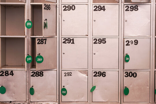 Old Gray Metallic Lockers.